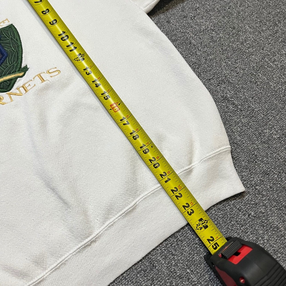Vintage Velva Sheen Huntsville Hornets Sweatshirt Medium White Embroidered 90s - Picture 5 of 10